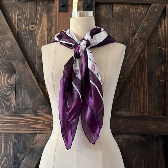 ROMA Beautiful Sheer Purple lavander Tulips Polyester Scarf 38x38 - Picture 3 of 10